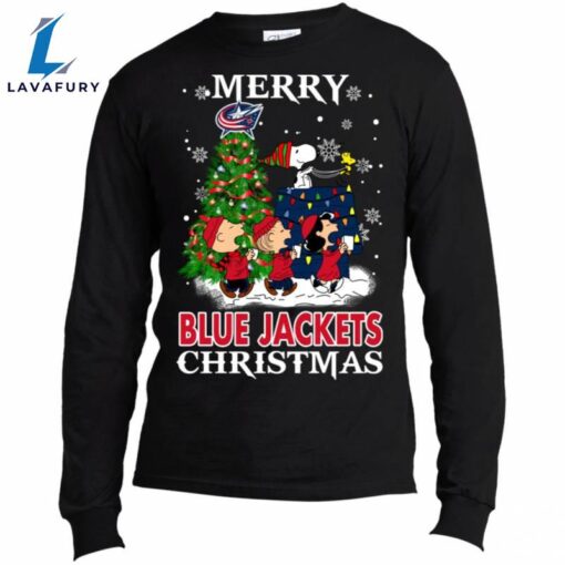 Merry Columbus Blue Jackets Christmas Snoopy Ugly Sweater Style Shirts