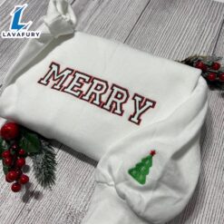 Merry Christmas Merry Embroidered Sweatshirt,…