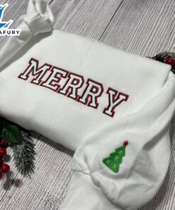 Merry Christmas Merry Embroidered Sweatshirt,…