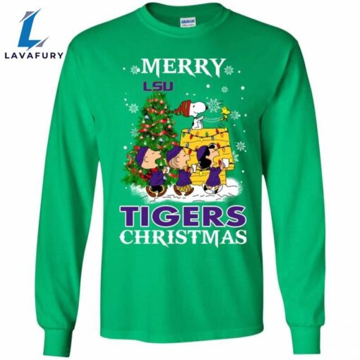 Merry Lsu Tigers Christmas Snoopy Ugly Sweater Style Shirts Shipping From The Us Easy 30