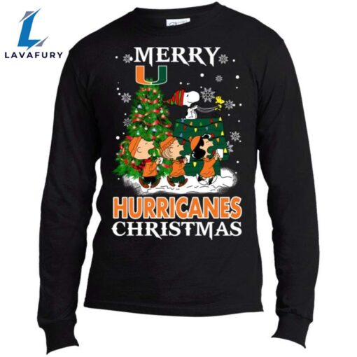 Merry Miami Hurricanes Christmas Snoopy Ugly Sweater Style Shirts