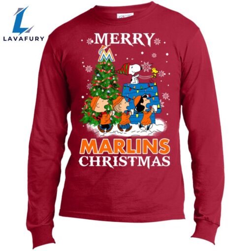 Merry Miami Marlins Christmas Snoopy Ugly Sweater Style Shirts Merry Mia