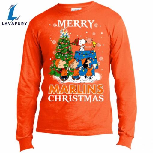 Merry Miami Marlins Christmas Snoopy Ugly Sweater Style Shirts