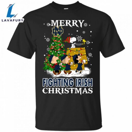 Merry Notre Dame Fighting Irish Christmas Snoopy Ugly Sweater Style Shirts