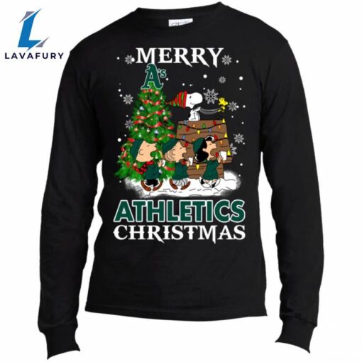 Merry Oakland Athletics Christmas Snoopy Ugly Sweater Style Shirts