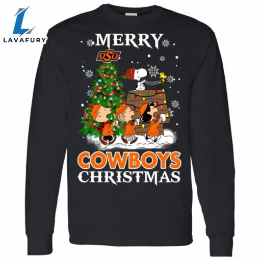 Merry Oklahoma State Cowboys Christmas Snoopy Ugly Sweater Style Shirts