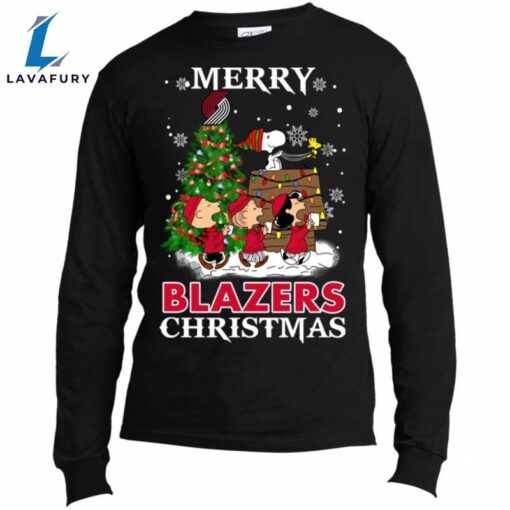 Merry Portland Trail Blazers Christmas Snoopy Ugly Sweater Style Shirts