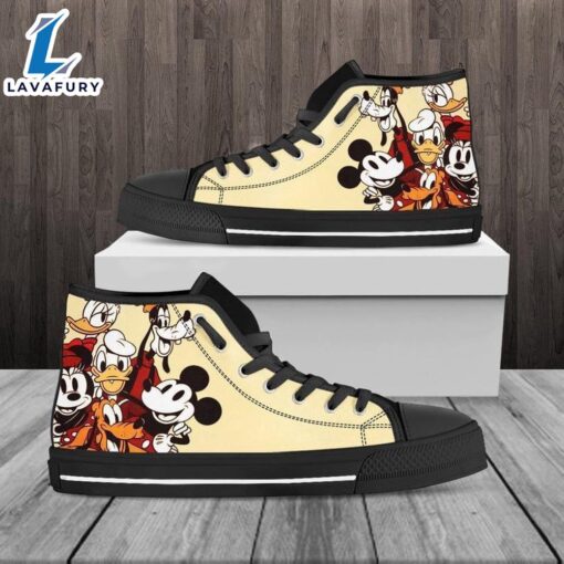 Mickey Mouse Donald Daisy Duck High Top Shoes Trendy High Cuts For Fans