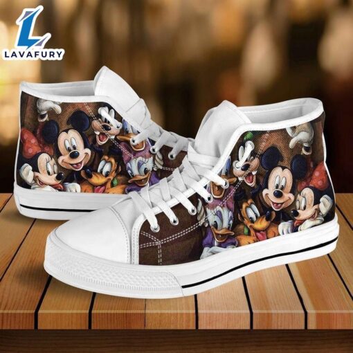 Mickey Mouse Minnie High Top Shoes Sleek Top Sneakers For Fans