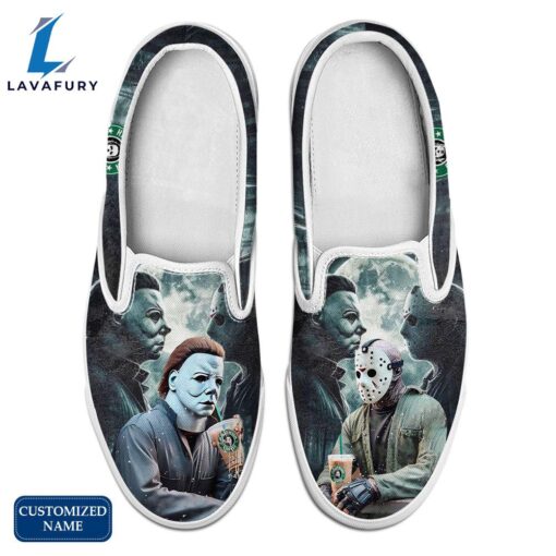 MM And JV Horror Movie Slip On Shoes – Customized Name