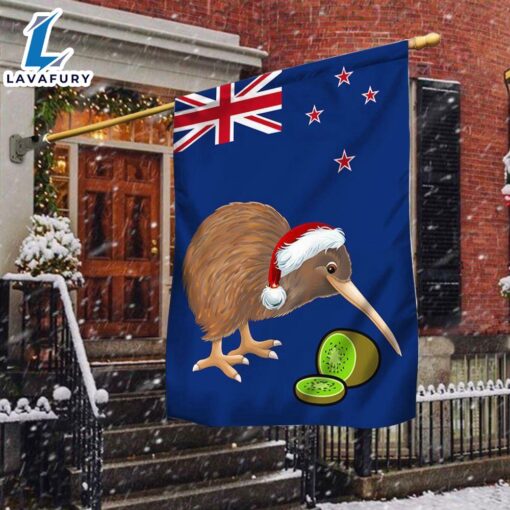 Merry Christmas  New Zealand Christmas Flag Kiwi Bird