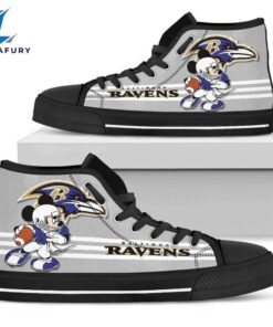 NFL Baltimore Ravens Mickey Grey High Top Shoes For Fans