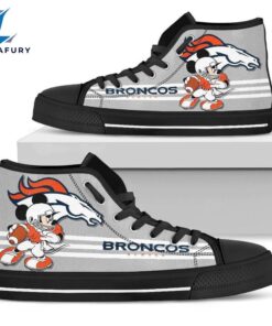 NFL Denver Broncos Mickey Grey High Top Shoes For Fans