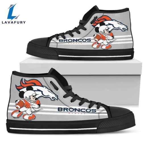 NFL Denver Broncos Mickey Grey High Top Shoes For Fans