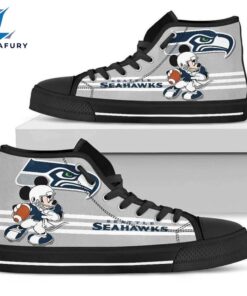 NFL Seattle Seahawks Grey Mickey High Top Shoes For Fans