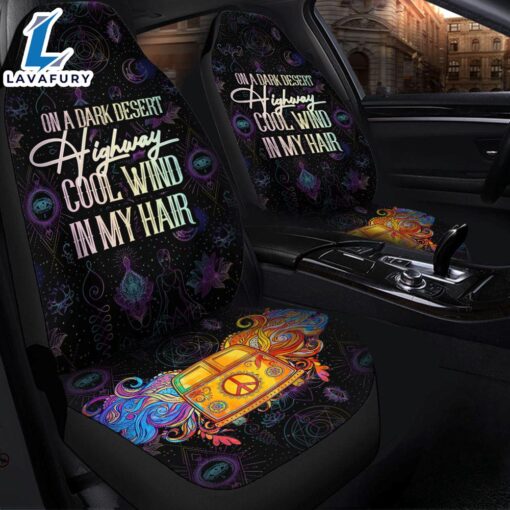 On A Dark Desert Hippie Van Premium Custom Car Seat Covers Decor Protectors