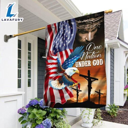 Merry Christmas  One Nation Under God, Jesus Christian American Eagle Flag – Christian Flag