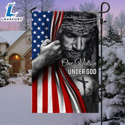 Merry Christmas  One Nation Under God Jesus Garden Flag & Amp Mailbox Cover – Christian Flag