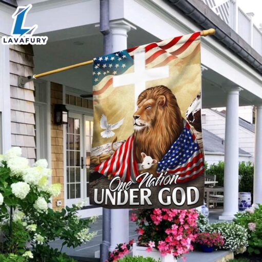 Merry Christmas  One Nation Under God Lion Lamb Christian Cross Flag – Christian Flag