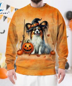 Papillon Dog In Spooky Autumn…