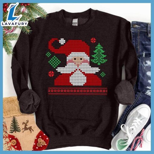 Pixelated Santa Ugly Christmas Colored Print Sweatshirt – Gift Christmas Sweatshirt