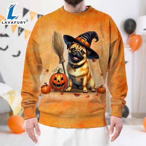 Pug Dog In Spooky Autumn Halloween 3D Shirt