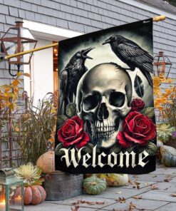 Raven Skull Halloween Flag, Halloween…