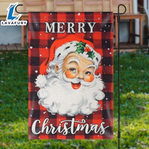 Merry Christmas  Red Santa Claus Plaid Merry Christmas Garden FlagXmas, Garden Flags, Outdoor Xmas Flags