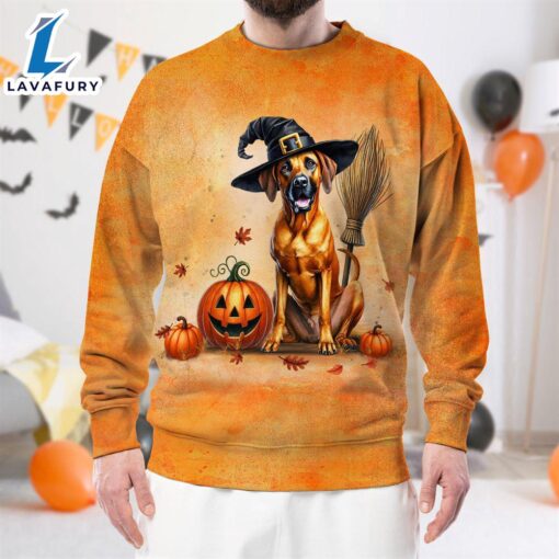 Rhodesian Ridgeback Dog In Spooky Autumn Halloween 3D Shirt