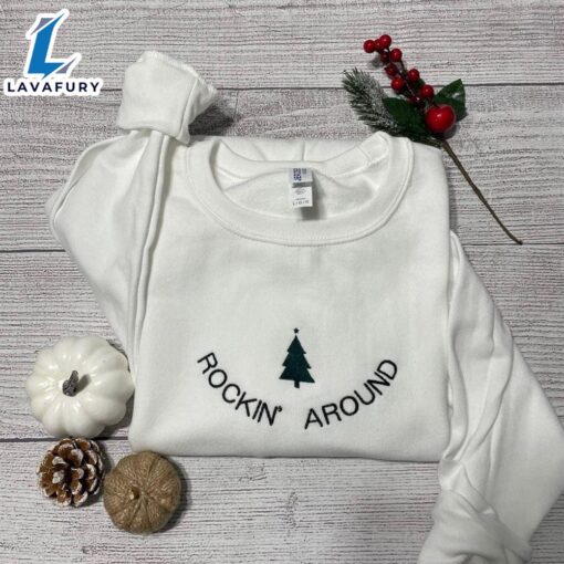 Merry Christmas  Rockin Around Christmas Tree Embroidered Sweatshirt Gift Christmas