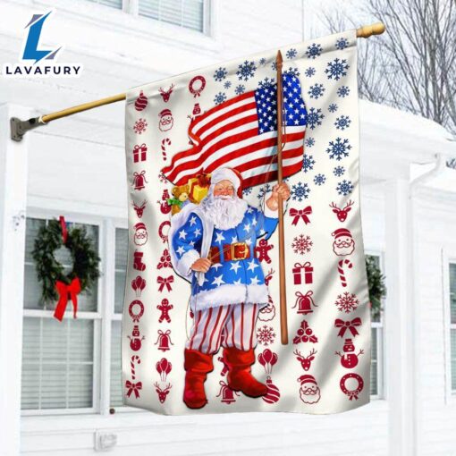 Merry Christmas  Santa Claus Christmas American Flag