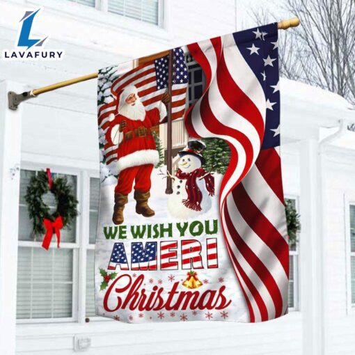 Merry Christmas  Santa Claus US Flag We Wish You Ameri Christmas