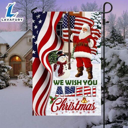 Merry Christmas  Santa Claus, We Wish You Ameri Christmas Garden Flag &amp Mailbox Cover – Christmas Flag