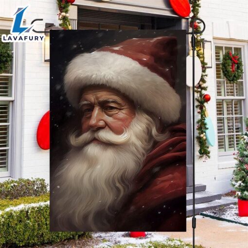 Merry Christmas  Santas Gentle Gaze A Winters Portrait Santa Claus Garden Flag