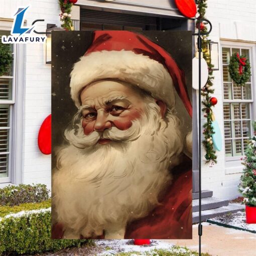 Merry Christmas  Santas Thoughtful Gaze Santa Claus Garden Flag