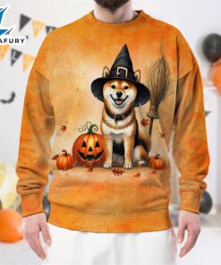 Shiba Inu Dog In Spooky Autumn Halloween 3D Shirt