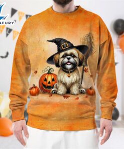 Shih Tzu Dog In Spooky Autumn Halloween 3D Shirt