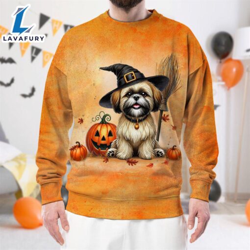 Shih Tzu Dog In Spooky Autumn Halloween 3D Shirt