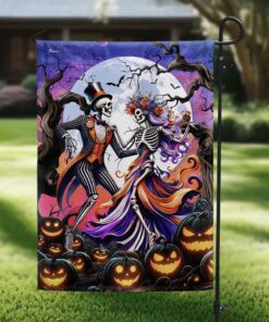 Skeleton Couple Dancing Halloween Flag,…