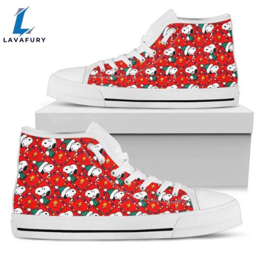 Snoopy and Wood Stock Christmas High Top Shoes