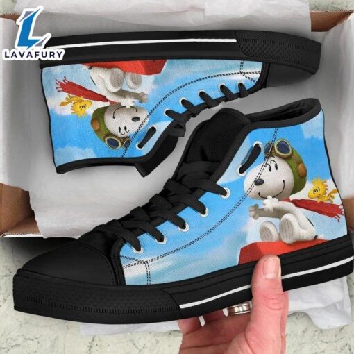 Snoopy And Woodstock Fly Cartoon Peanuts For Men And Women Custom Canvas High Top Shoes