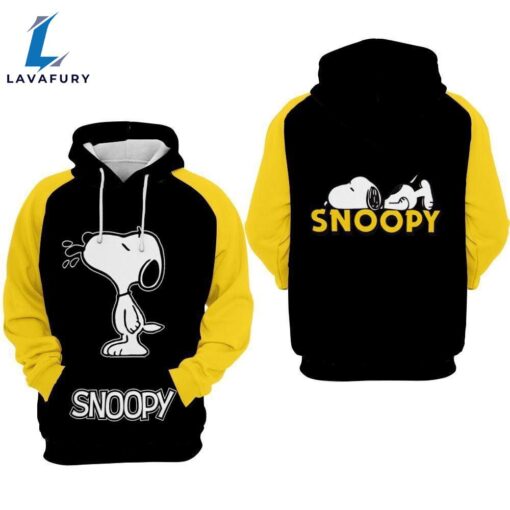 Snoopy Cartoon Peanuts Black Yellow For Man And Women 3D All Over Printed