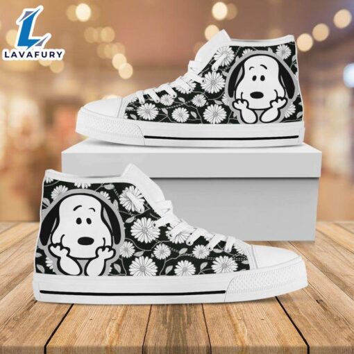 Snoopy Dog Peanuts High Top Cartoon Custom Painted Shoes Charlie Brown Adult Shoes Woodstock Casual Shoes White High Top Shoes