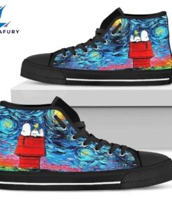 Snoopy Sleeping Starry Night Sneakers High Top Shoes High Top Shoes