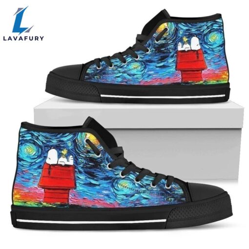 Snoopy Sleeping Starry Night Sneakers High Top Shoes High Top Shoes