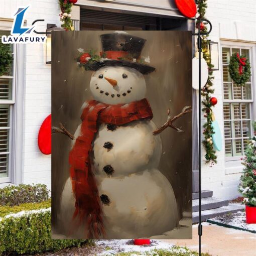 Merry Christmas  Snowman Wearing Noel Scarf And Hat Snowman Xmas Garden Flag