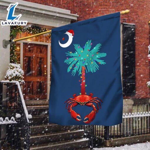 Merry Christmas  South Carolina Christmas Flag Palm Tree South Carolina Crab Santa Flag – Christmas Flag