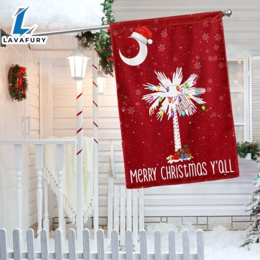 Merry Christmas  South Carolina Christmas Flag Sabal Palmetto With Light