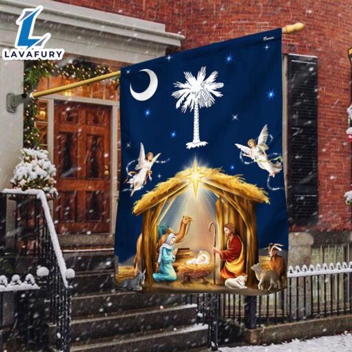 Merry Christmas  South Carolina Christmas Nativity of Jesus Flag – Christmas Flag