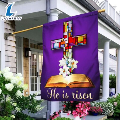 Merry Christmas  Stained Glass Christian Cross Jesus Christ Easter He Is Risen Flag – Christian Flag